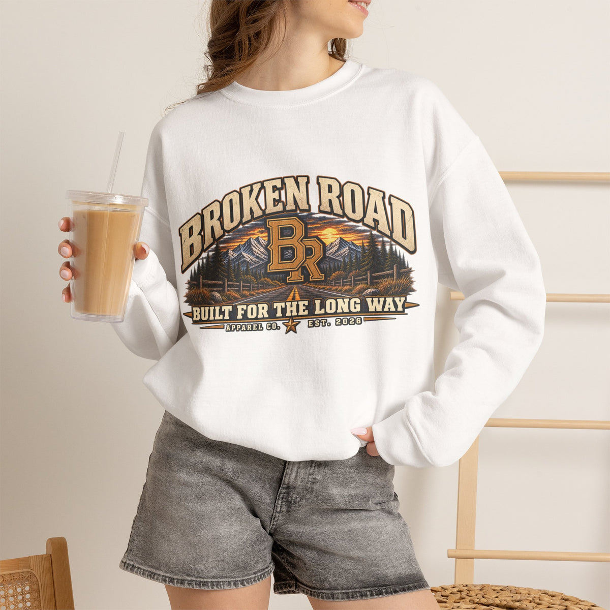 Built For The Long Way™ - Broken Road Gear | Heavy Blend Crewneck Sweatshirt | Broken Road Apparel Co.