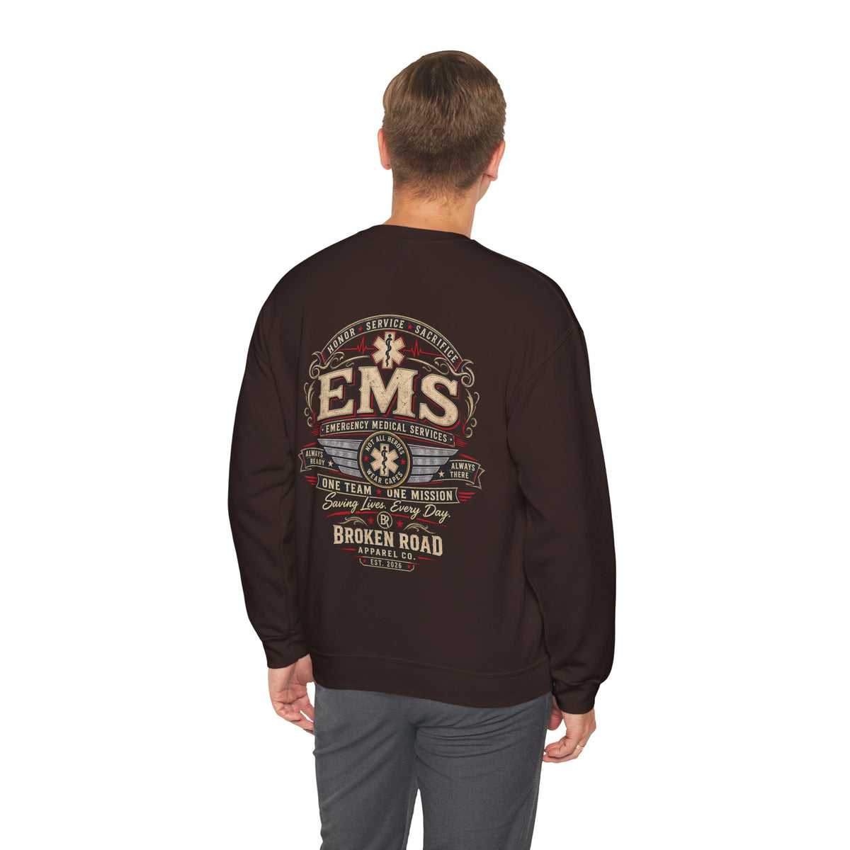 Honor • Service • Sacrifice™ - Broken Road Gear | EMS Heavy Blend Crewneck Sweatshirt | Broken Road Apparel Co.