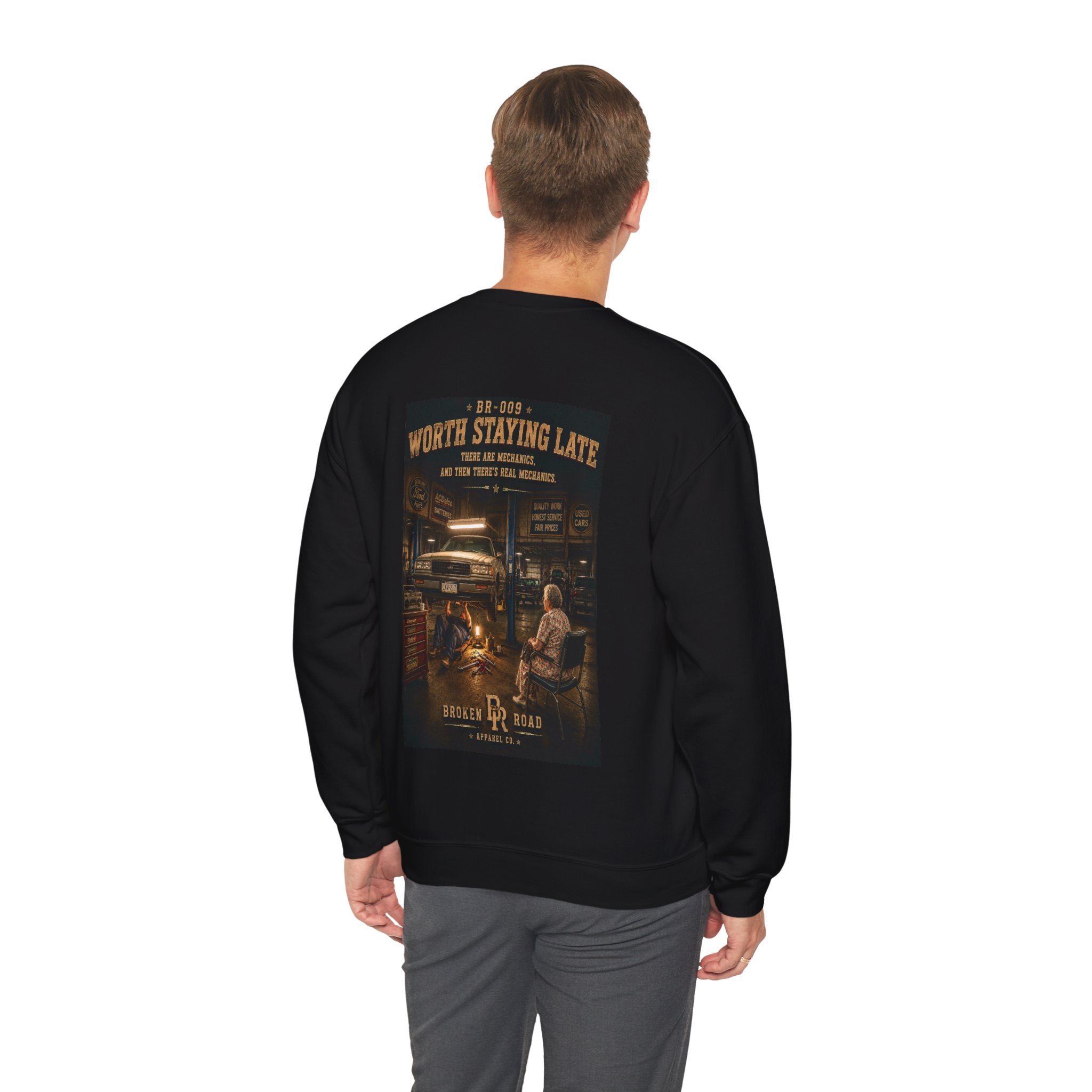 Worth Staying Late™ | Heavy Blend Crewneck Sweatshirt | Broken Road Apparel Co.