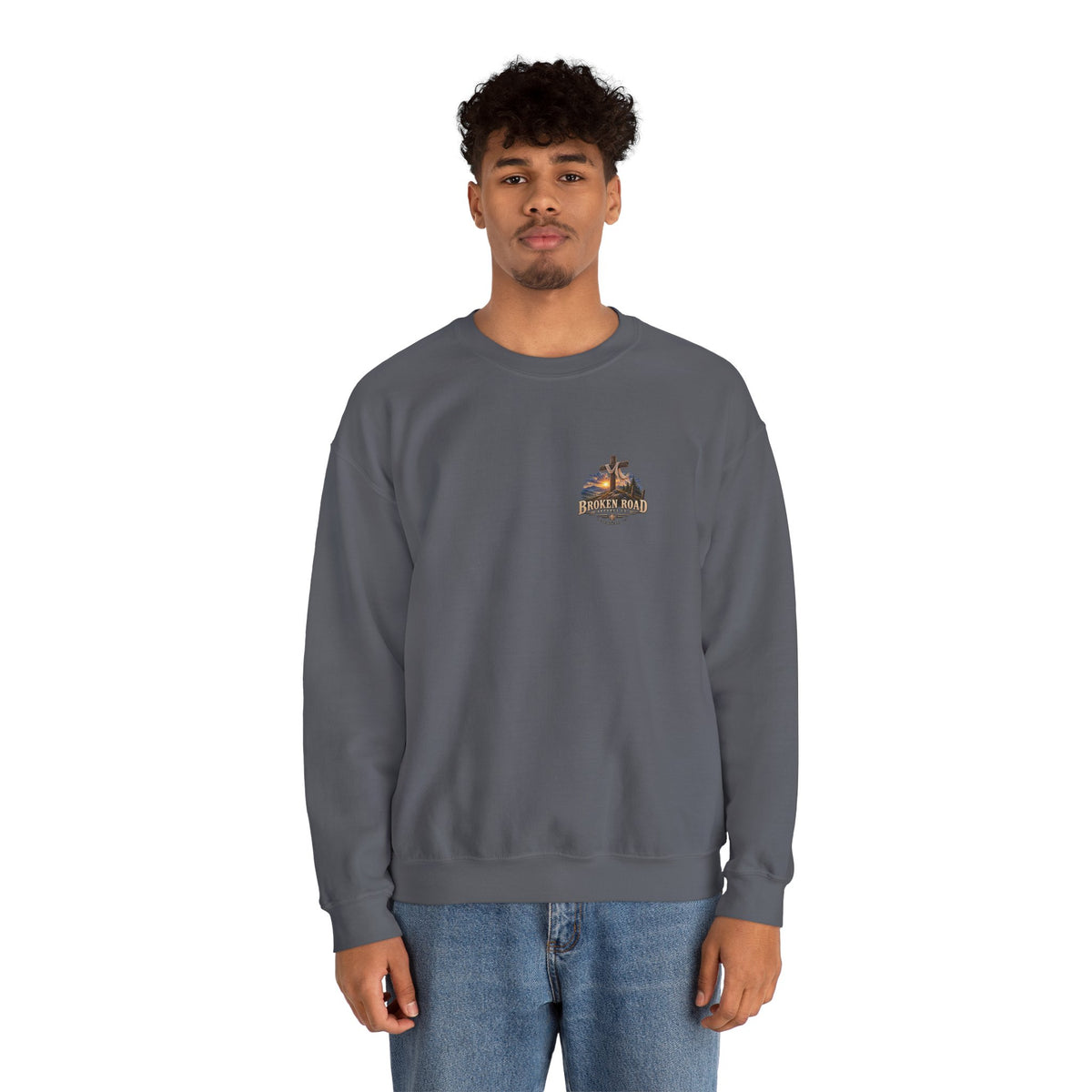 Walk By Faith — The Narrow Road Collection™ | Heavy Blend Crewneck Sweatshirt | Broken Road Apparel Co.