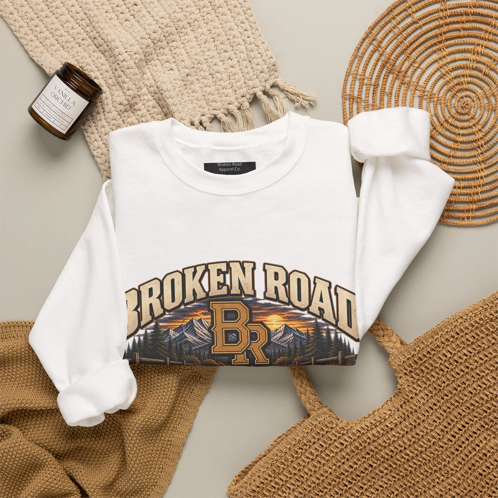 Built For The Long Way™ - Broken Road Gear | Heavy Blend Crewneck Sweatshirt | Broken Road Apparel Co.