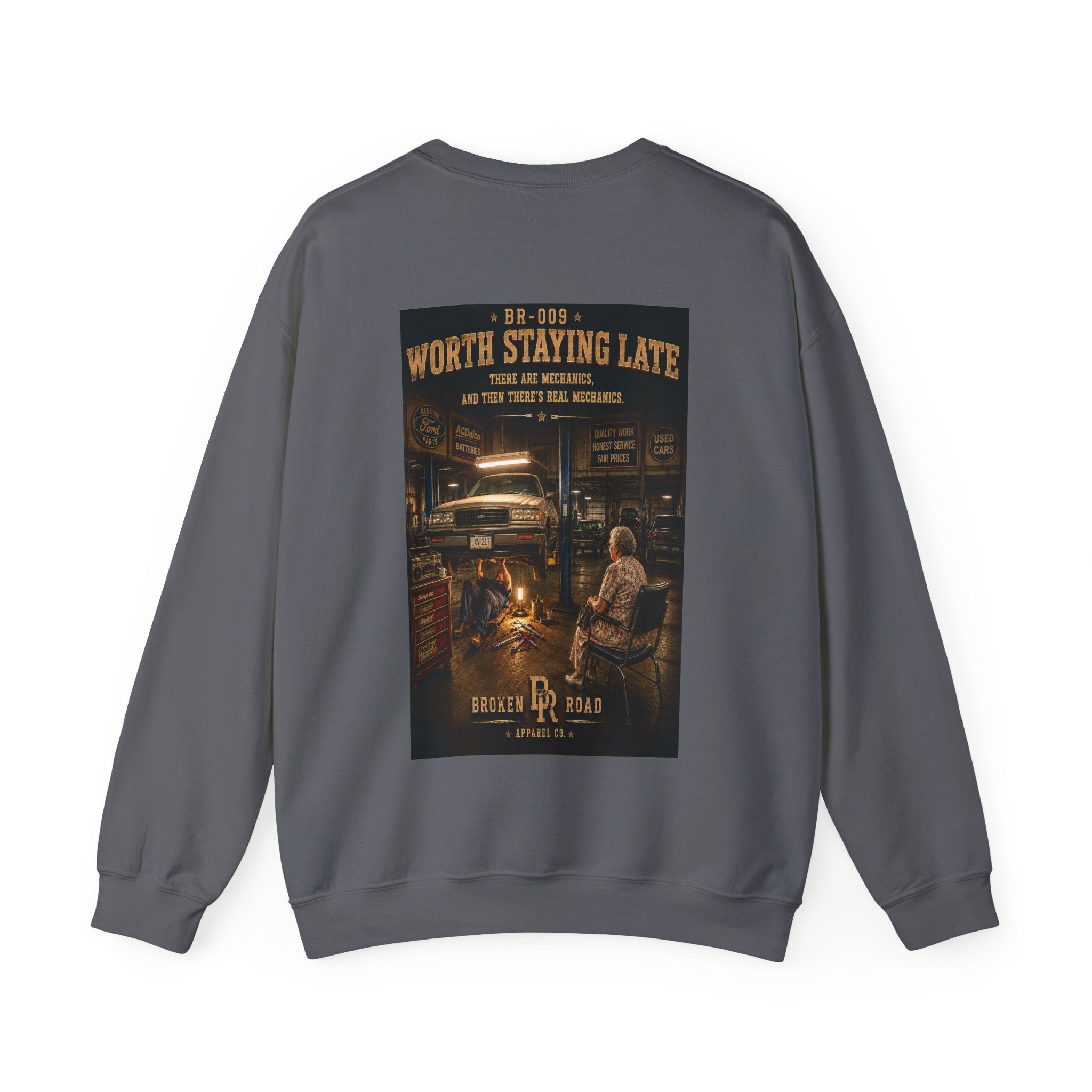 Worth Staying Late™ | Heavy Blend Crewneck Sweatshirt | Broken Road Apparel Co.