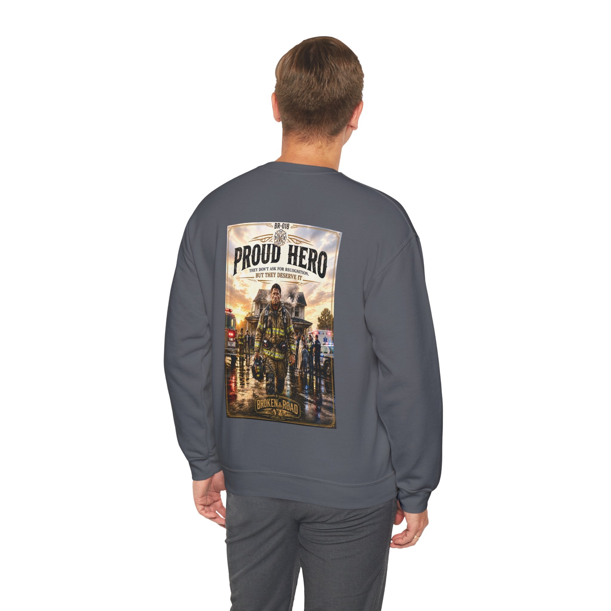 Proud Hero™ | Heavy Blend Crewneck Sweatshirt | Broken Road Apparel Co.