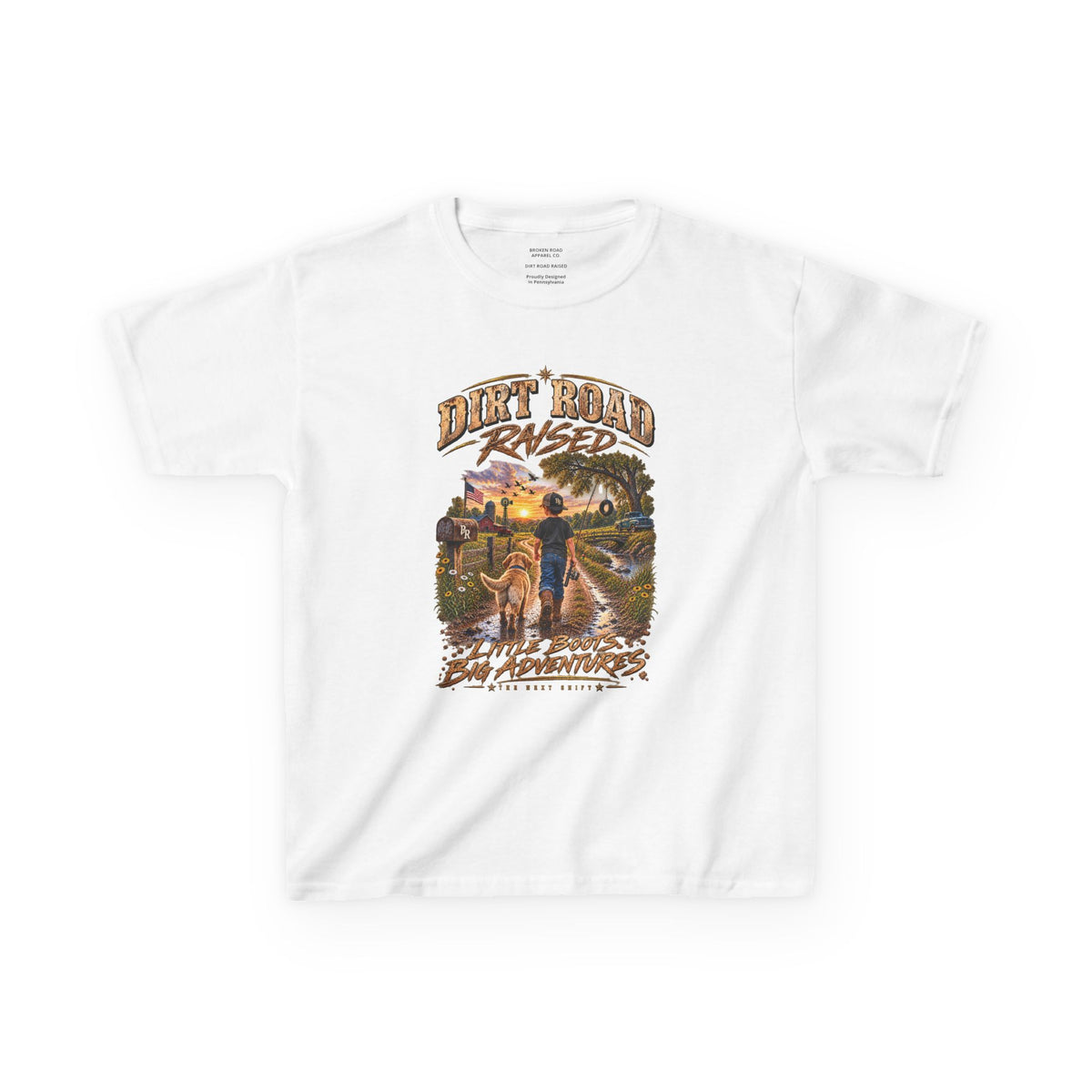 Dirt Road Raised – Male Kids Graphic Tee  | Broken Road Apparel Co.