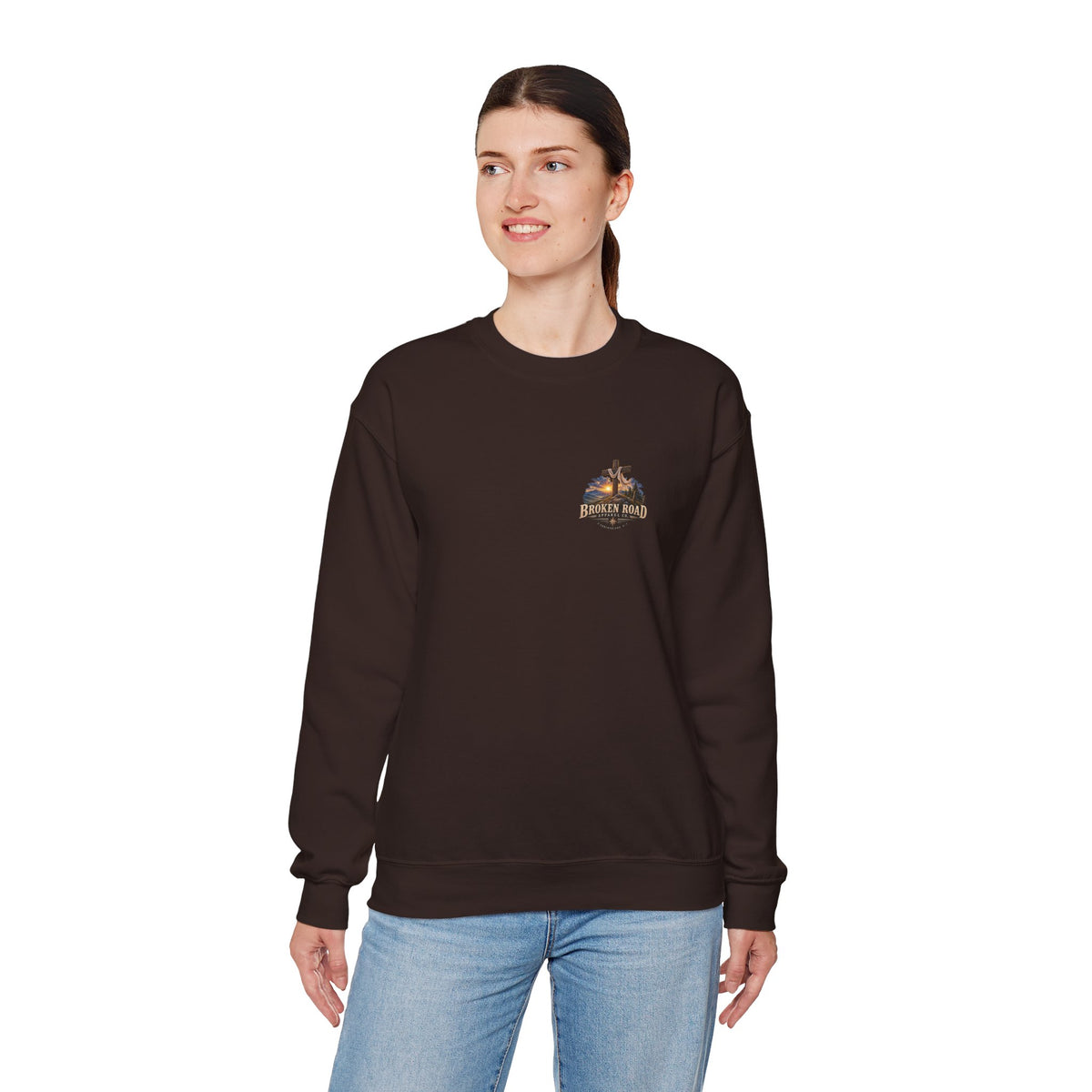 Walk By Faith — The Narrow Road Collection™ | Heavy Blend Crewneck Sweatshirt | Broken Road Apparel Co.