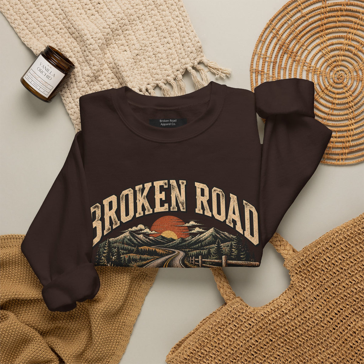 The Road Behind Made Me™ - Broken Road Gear | EMS Heavy Blend Crewneck Sweatshirt | Broken Road Apparel Co.