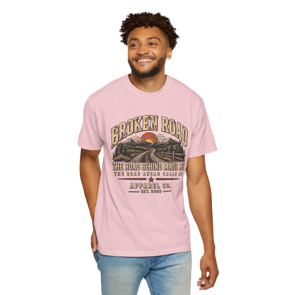 The Road Behind Made Me – Vintage Broken Road T-Shirt / Unisex Garment-Dyed T-shirt