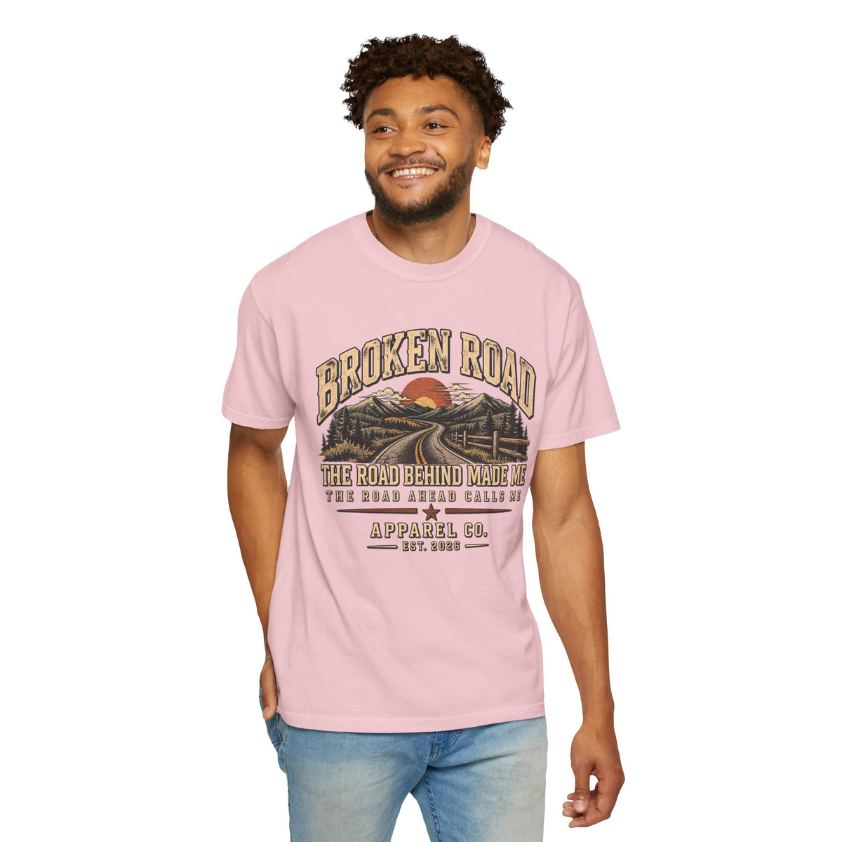 The Road Behind Made Me – Vintage Broken Road T-Shirt / Unisex Garment-Dyed T-shirt
