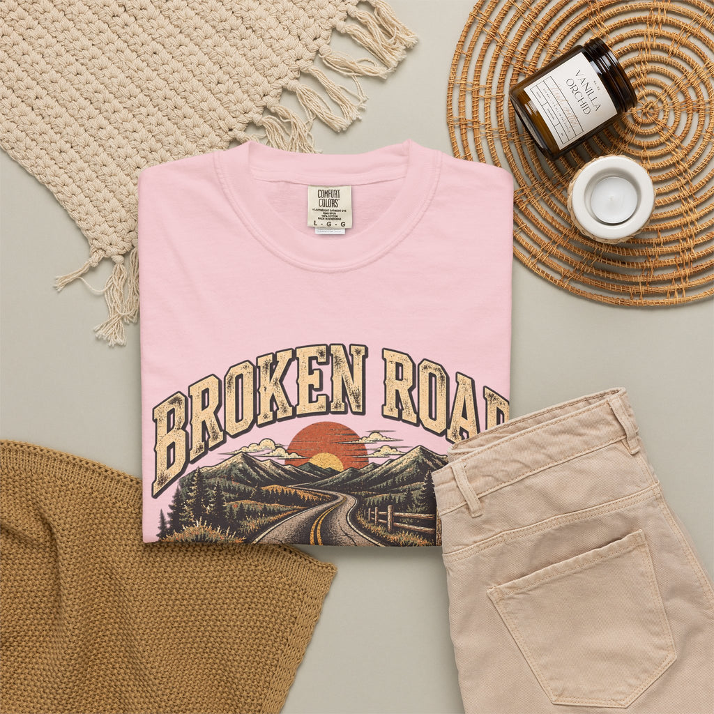The Road Behind Made Me – Vintage Broken Road T-Shirt / Unisex Garment-Dyed T-shirt