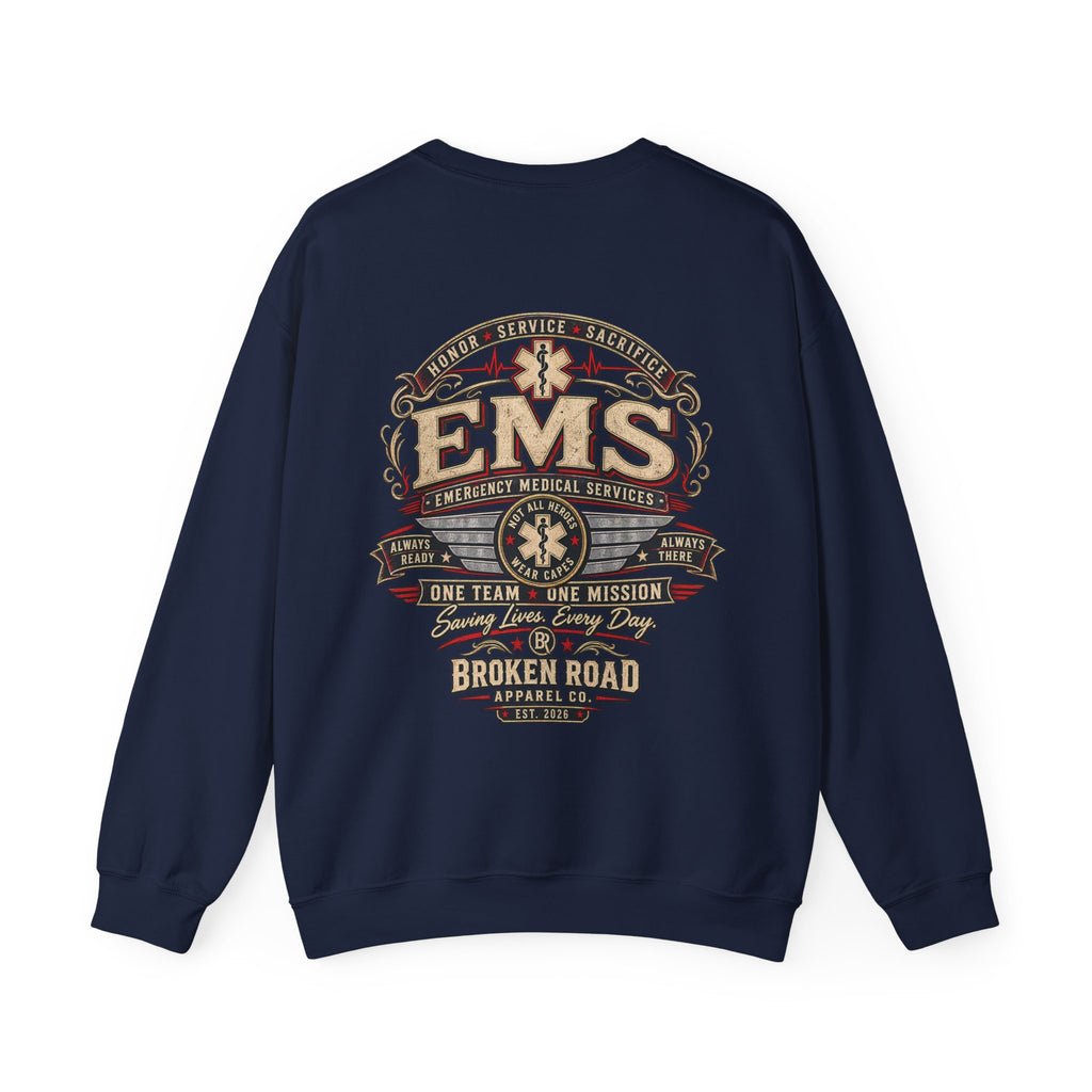 Honor • Service • Sacrifice™ - Broken Road Gear | EMS Heavy Blend Crewneck Sweatshirt | Broken Road Apparel Co.