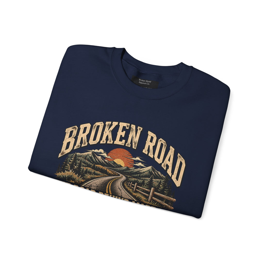 The Road Behind Made Me™ - Broken Road Gear | EMS Heavy Blend Crewneck Sweatshirt | Broken Road Apparel Co.