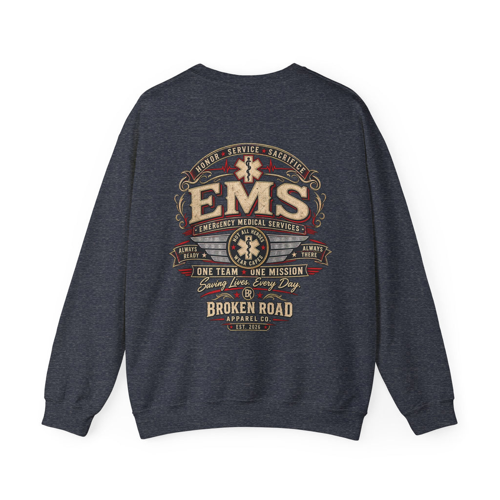 Honor • Service • Sacrifice™ - Broken Road Gear | EMS Heavy Blend Crewneck Sweatshirt | Broken Road Apparel Co.