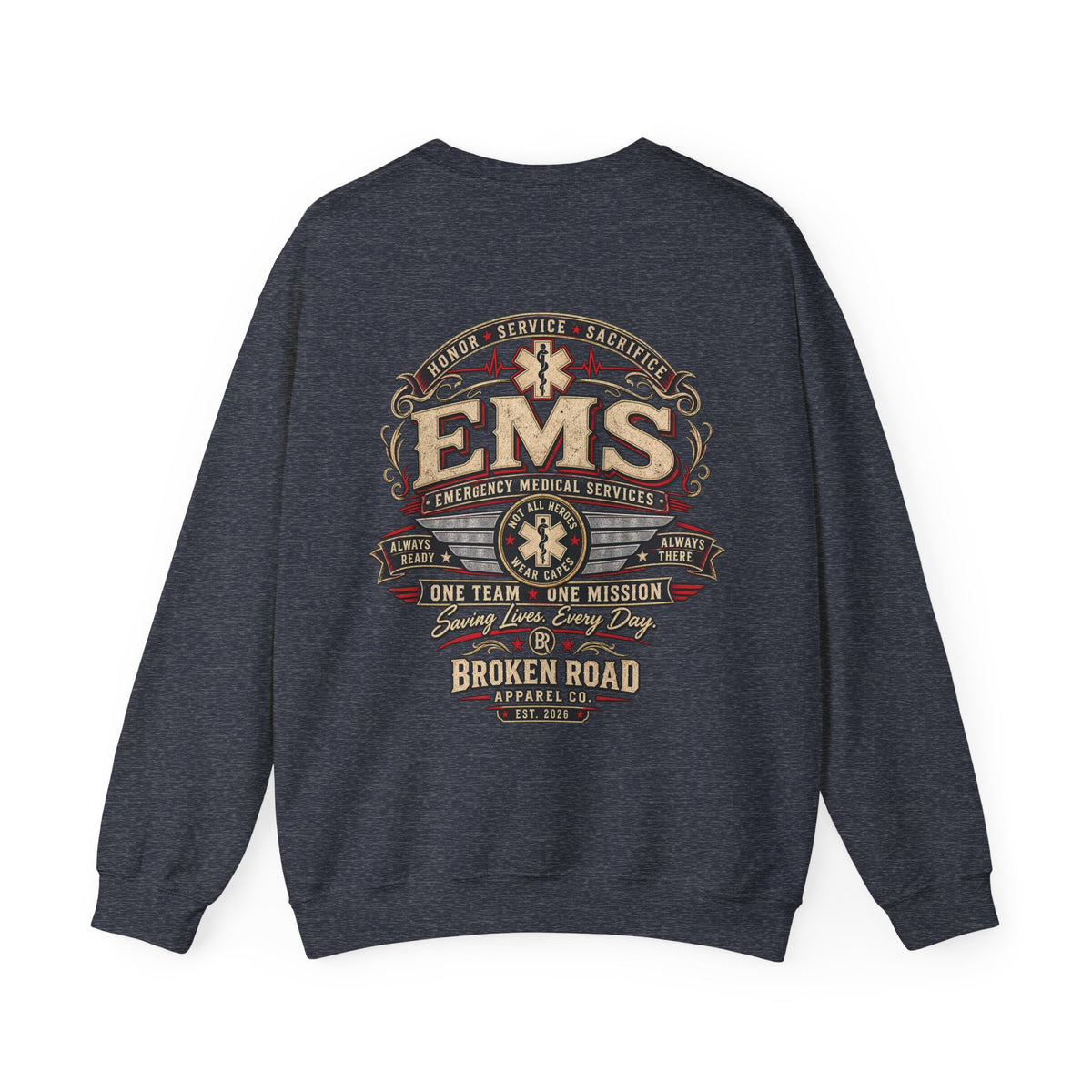 Honor • Service • Sacrifice™ - Broken Road Gear | EMS Heavy Blend Crewneck Sweatshirt | Broken Road Apparel Co.